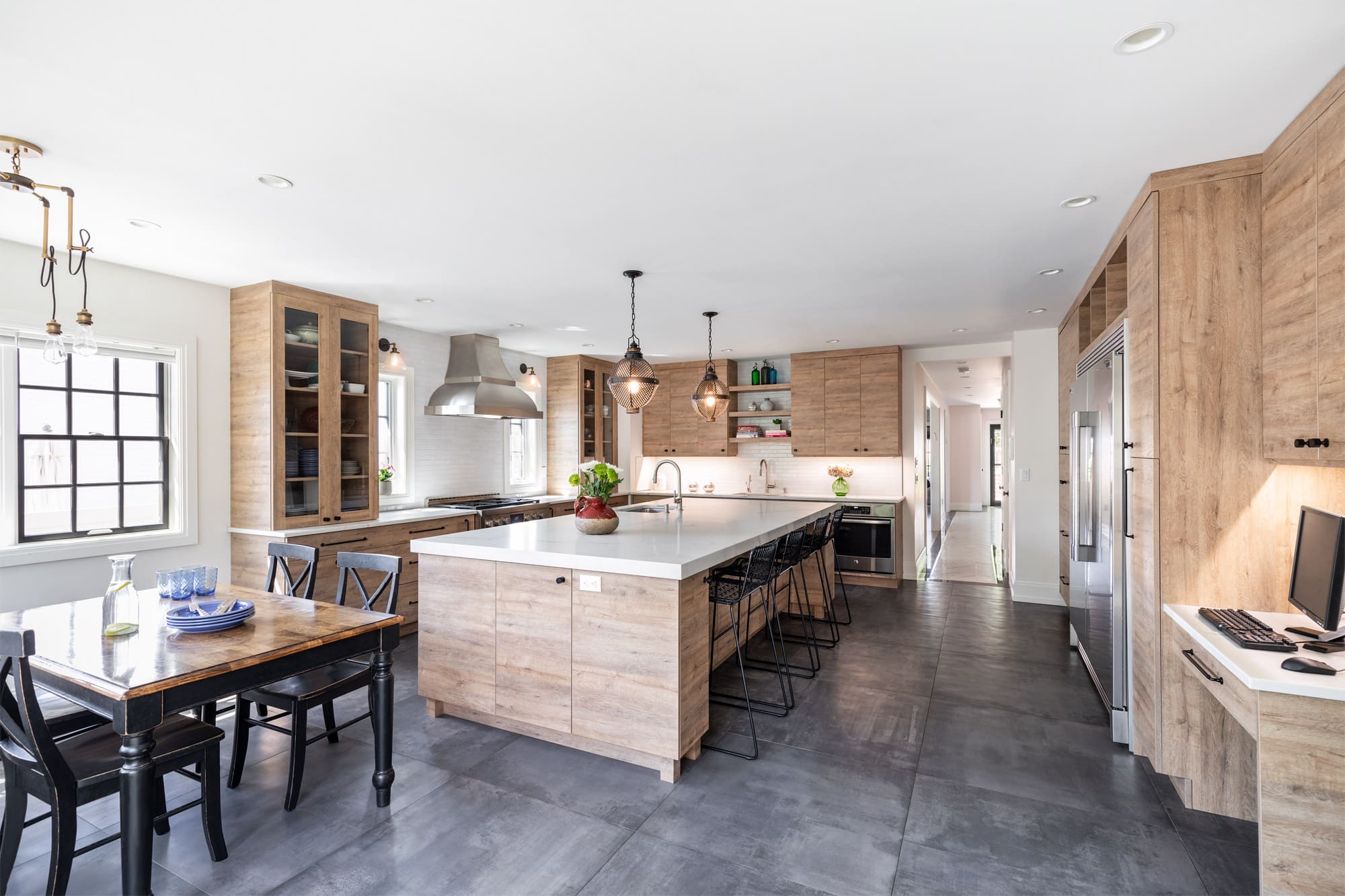 A modern kitchen with warm materials in Brooklyn